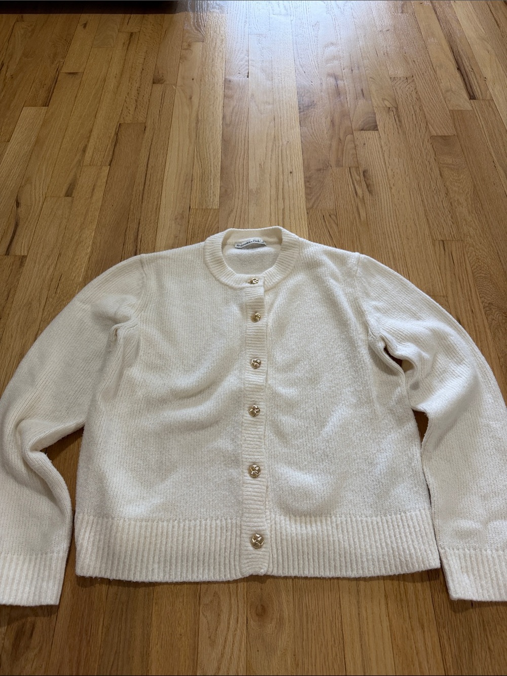 Abercrombie & Fitch Creme Gold Button Cardigan Sz M